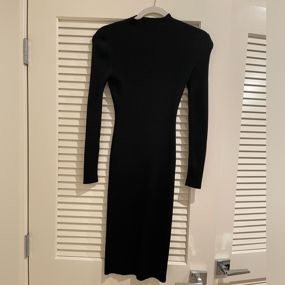 Mock Neck Long Sleeve Midi Dress